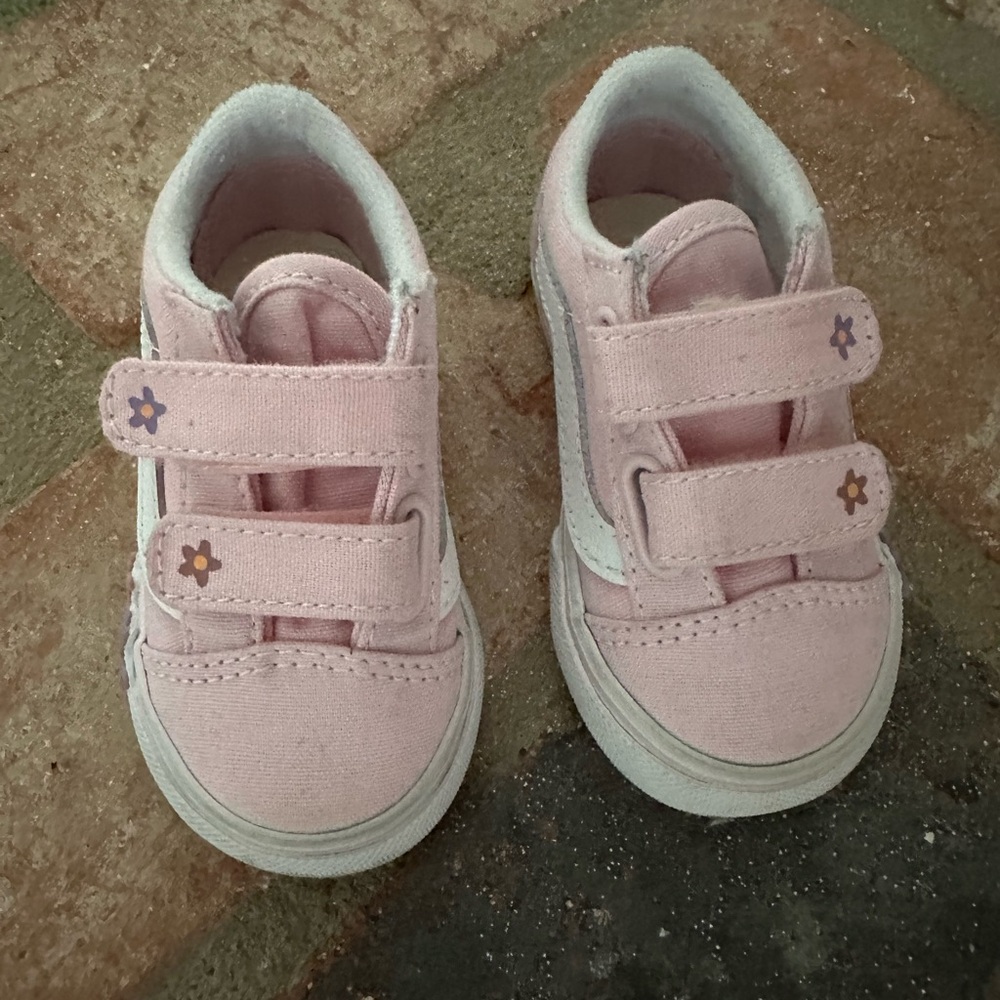 Vans Pink and White Sneakers with Rubber Soles
